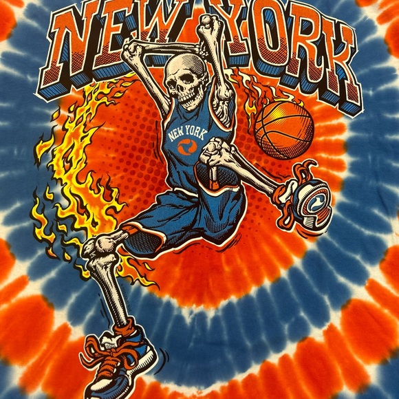 New York Knicks Dunker Basketball Grateful Dead Liquid Blue Shirt Size Medium - Picture 5 of 5